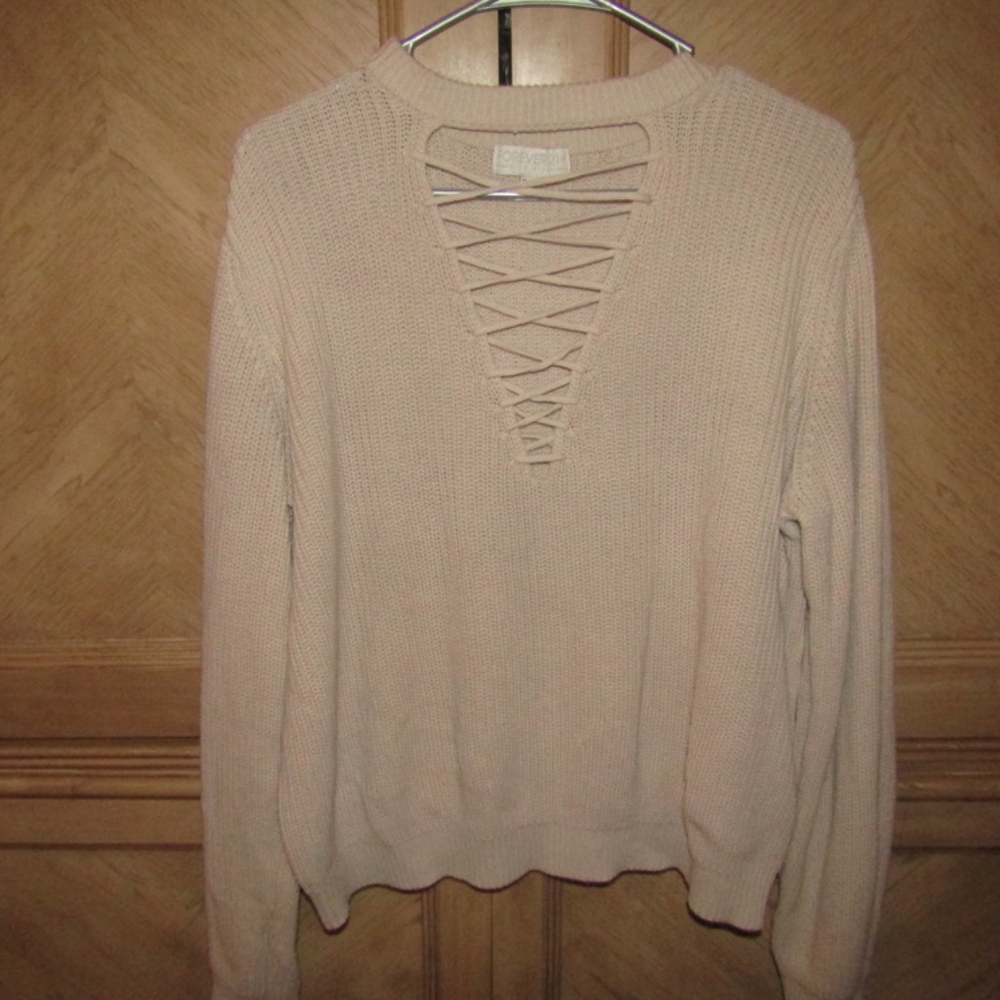 Plus Size Lace-Up Sweater